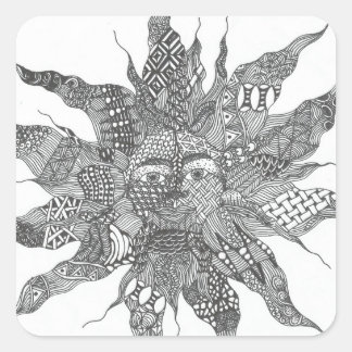 Pegatina Cuadrada Zentangle Sun Sticker
