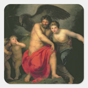 Pegatina Cuadrada Zeus y Hera en el Monte Ida, 1775