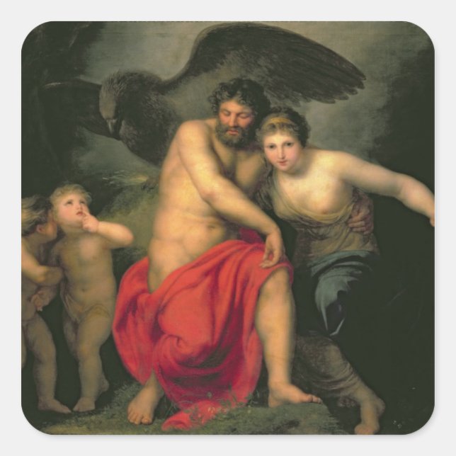 Pegatina Cuadrada Zeus y Hera en el Monte Ida, 1775 (Anverso)