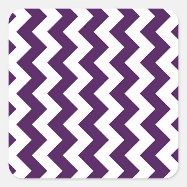 Pegatina Cuadrada Zigzag morado y blanco (Anverso)