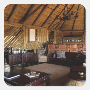 Pegatina Cuadrada Zimbabwe, Parque Nacional Hwange, Linkwasha lodge.