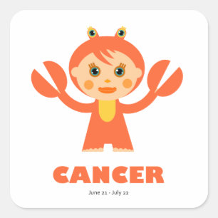 Pegatina Cuadrada Zodiac cancerígeno para niños