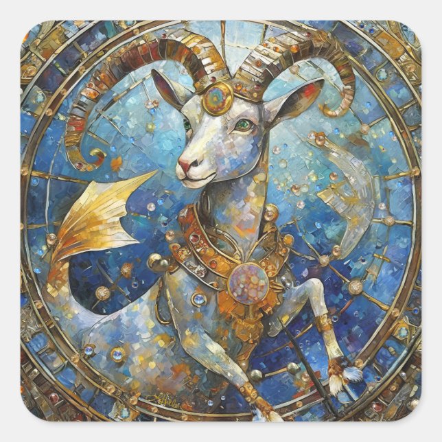Pegatina Cuadrada Zodiac - Capricornio (Anverso)
