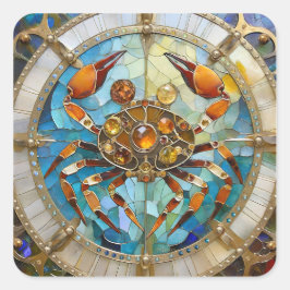 Pegatina Cuadrada Zodiaco - Cáncer El Cangrejo