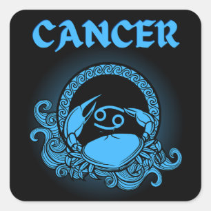 Pegatina Cuadrada Zodíaco Oscuro - Cáncer Arte de Astrología Medie