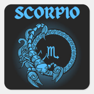 Pegatina Cuadrada Zodíaco Oscuro - Escorpio   Arte de Astrología Med
