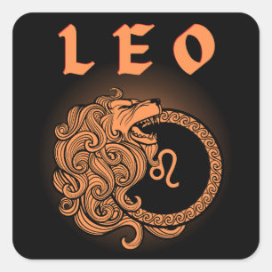 Pegatina Cuadrada Zodíaco Oscuro - Leo   Arte de Astrología Medieval
