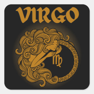 Pegatina Cuadrada Zodíaco Oscuro - Virgo Arte de Astrología Mediev