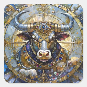Pegatina Cuadrada Zodíaco - Tauro El Toro
