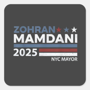 Pegatina Cuadrada Zohran Mamdani para alcalde de NYC EE. UU. Demócra