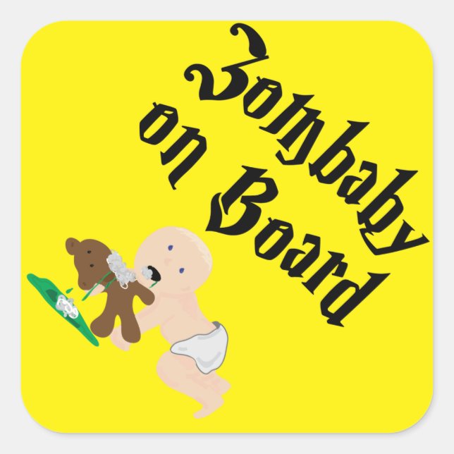 Pegatina Cuadrada Zombaby a bordo (Anverso)