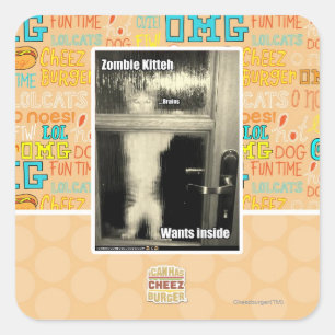 Pegatina Cuadrada Zombi Kitteh