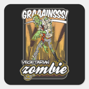 Pegatina Cuadrada Zombi vegetariano