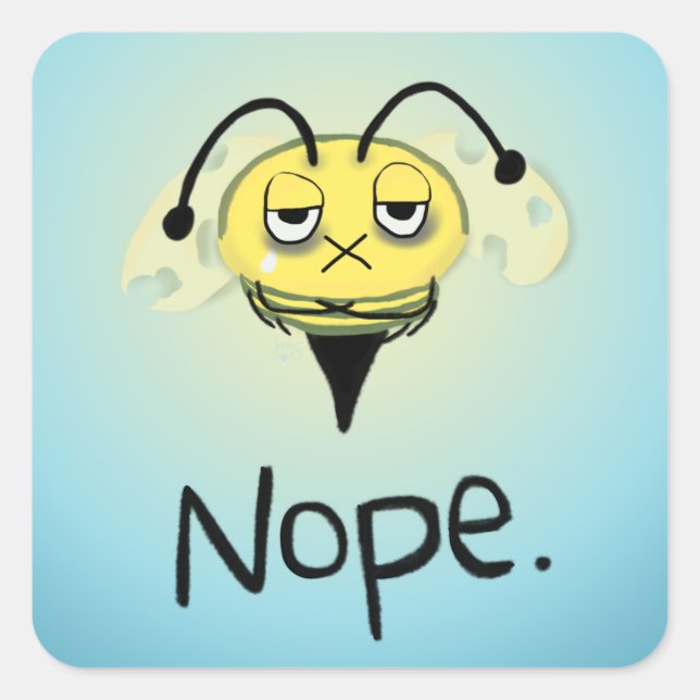 Pegatina Cuadrada Zombie Bee/Zom-BEE - Dame NOPE. (Anverso)