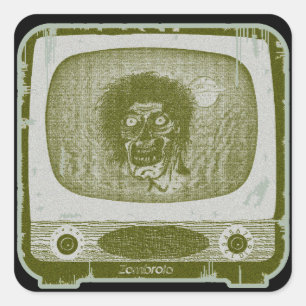 Pegatina Cuadrada Zombie en televisión