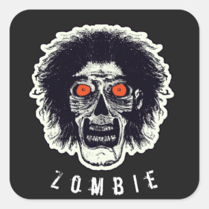 Pegatina Cuadrada ZOMBIE Face - Ojos Naranjas