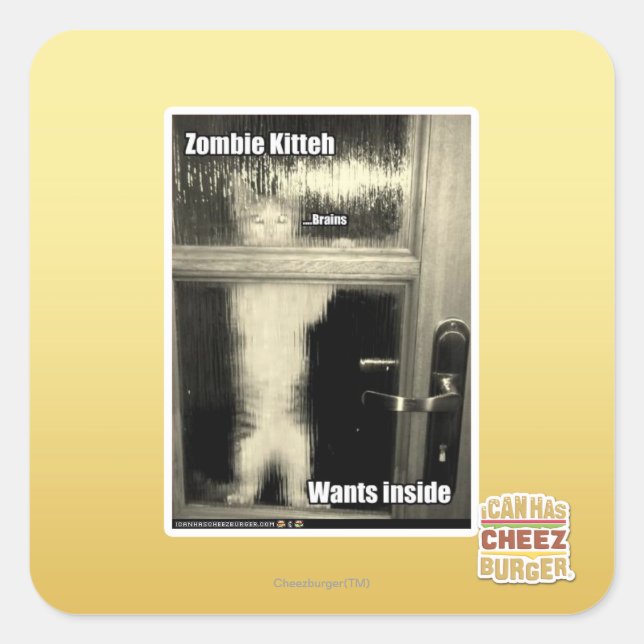 Pegatina Cuadrada Zombie Kitteh (Anverso)