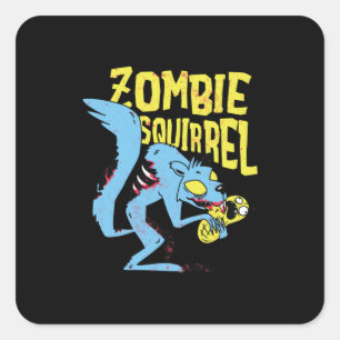 Pegatina Cuadrada Zombie Squirrel