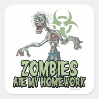 Pegatina Cuadrada Zombies se comieron mi casa