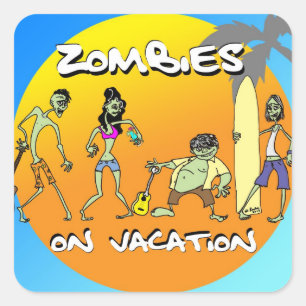 Pegatina Cuadrada Zombis De Vacaciones
