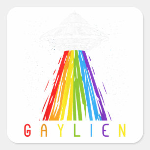 Pegatina Cuadrada Zona de Alien de Camisas Gaylien 51 Bandera del Or