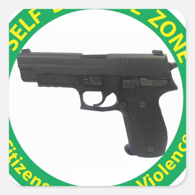 Pegatina Cuadrada Zona-Violencia de la autodefensa (Anverso)