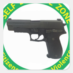 Pegatina Cuadrada Zona-Violencia de la autodefensa