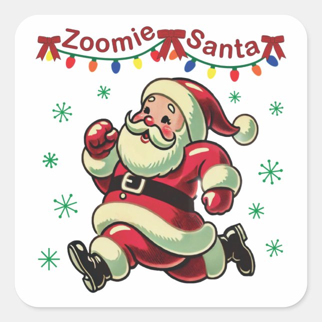 Pegatina Cuadrada Zoomie Santa Navidades (Anverso)