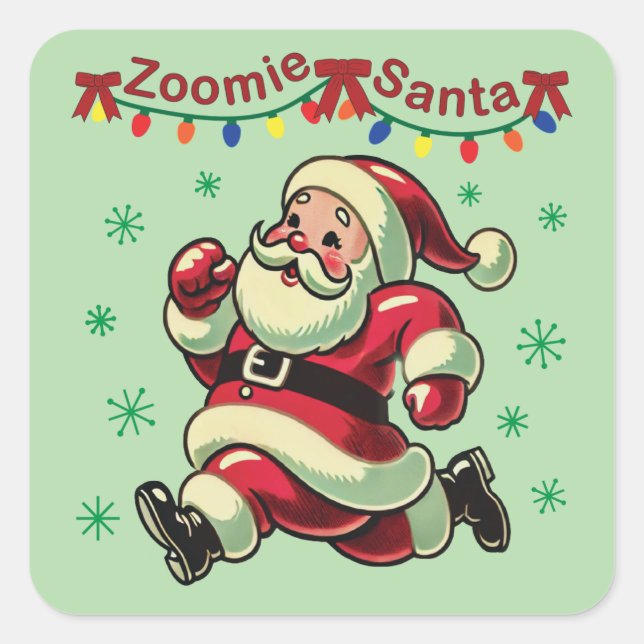 Pegatina Cuadrada Zoomie Santa Navidades (Anverso)