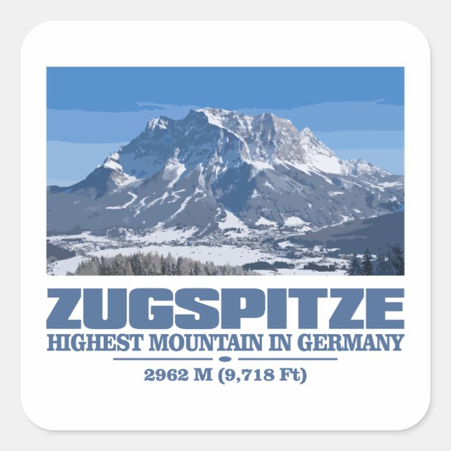 Pegatina Cuadrada Zugspitze (Anverso)