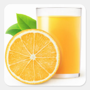 Pegatina Cuadrada zumo de naranja
