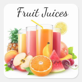 Pegatina Cuadrada Zumos de fruta frescos