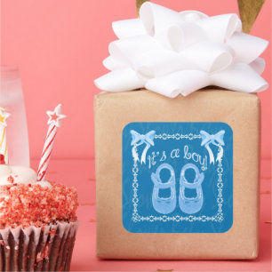 Pegatina cuadrado azul de niño ducha