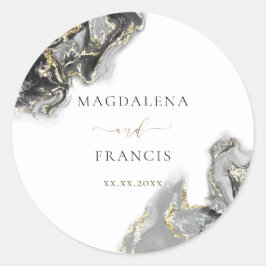 pegatina cuadrado boda de tinta dorada negra