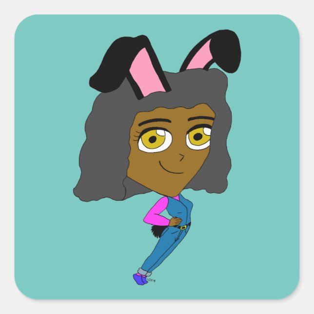 pegatina cuadrado chibi bunnygirl (Anverso)