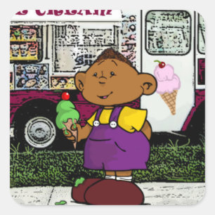 Pegatina cuadrado clásico de eslóbulo corto