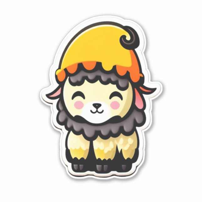 pegatina cuadrado clásico de oveja (Anverso)