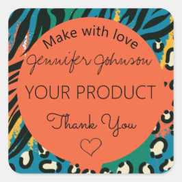 Pegatina cuadrado colorido del Naranja de impresió