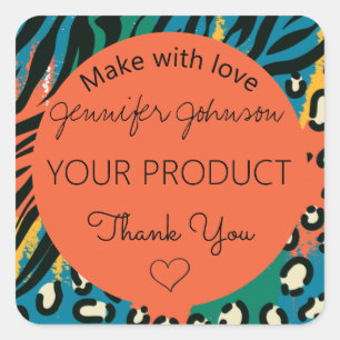 Pegatina cuadrado colorido del Naranja de impresió