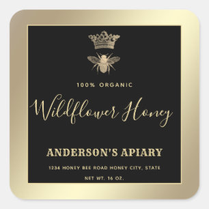 Pegatina cuadrado de abejas reina moderna en tarro