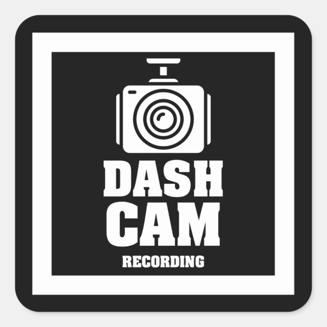 Pegatina cuadrado de advertencia de cámara de segu (Anverso)