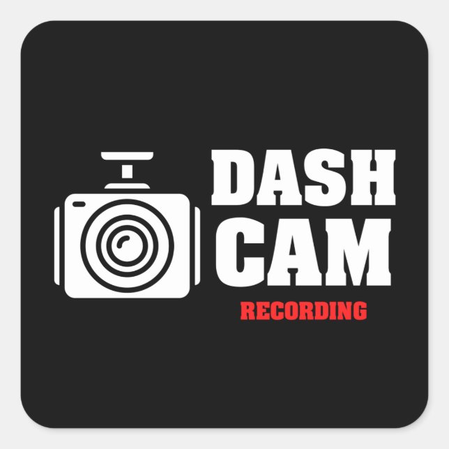 Pegatina cuadrado de advertencia de cámara de segu (Anverso)