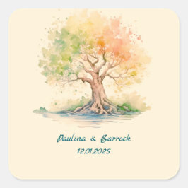 pegatina cuadrado de árbol futurista