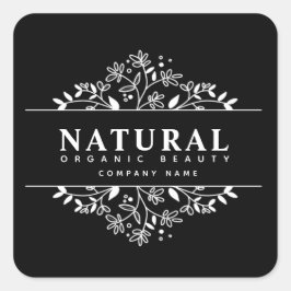 Pegatina cuadrado de belleza orgánica floral y cos