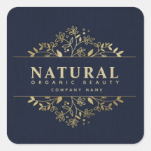 Pegatina cuadrado de belleza orgánica floral y cos