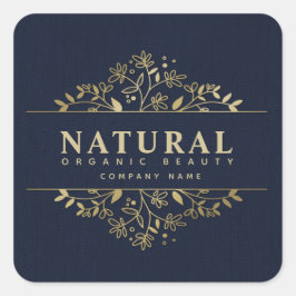 Pegatina cuadrado de belleza orgánica floral y cos