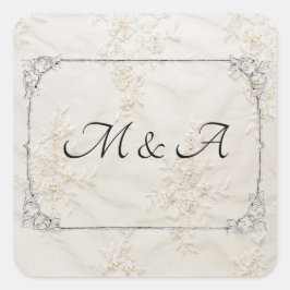 Pegatina cuadrado de Boda de encaje bordado