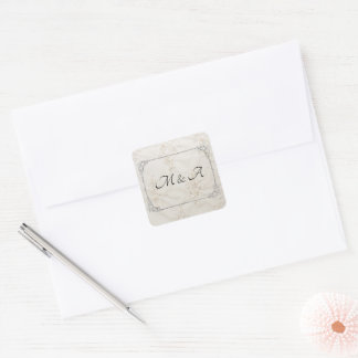 Pegatina cuadrado de Boda de encaje bordado