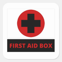 Pegatina cuadrado de caja de primeros auxilios