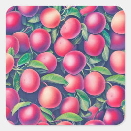 Pegatina cuadrado de ciruelas